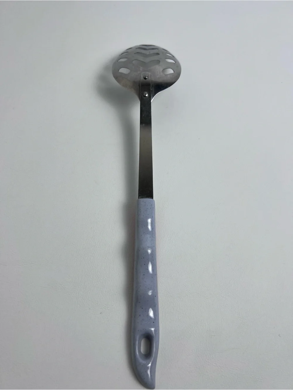 VTG Heart Slotted Utensil Serving Spoon Handle Orange Blue Stainless Japan 60’s